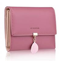 FT FUNTOR PU Leather Wallet with Leaf Pendant Purse for women