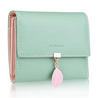 FT FUNTOR PU Leather Wallet with Leaf Pendant Purse for women