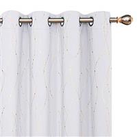 Deconovo Thermal Insulated Dot Line Printed Eyelet Blackout Curtains