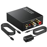 192KHz DAC ConverterDigital SPDIF Toslink to Analog Stereo Audio R/L Converter Adapter with Optical Cable,Power Adapter for PS3 PS4 Xbox HDTV Blu-ray Sky HD Apple TV