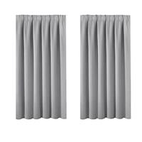 BellaHills Blackout Curtains for Bedroom Pencil Pleat Curtains for Living Room Curtains Tiers Thermal Insulated Window Curtains with Tie Backs, 2 Panels