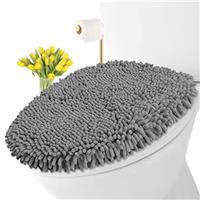 LuxUrux Toilet Lid Cover, Extra-Soft Plush Seat Cloud Washable Shaggy Microfiber Standard Toilet Lid Covers for Bathroom Machine Wash & Dry