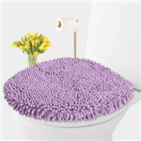 LuxUrux Toilet Lid Cover, Extra-Soft Plush Seat Cloud Washable Shaggy Microfiber Standard Toilet Lid Covers for Bathroom Machine Wash & Dry