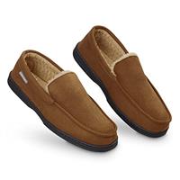 DUNLOP Moccasins Slippers Men Loafers Faux Fur Slippers Rubber Sole Memory Foam House Slippers Indoor Shoes Gifts For Men