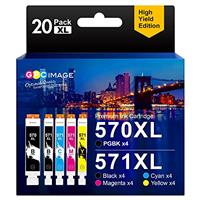 GPC Image 20-Pack Ink Cartridges Replacement for Canon PGI-570XL CLI-571XL Compatible with PIXMA MG5700 MG5750 MG5751 MG6850 MG6851 TS5050 TS5051 TS6050 MG6800 MG6850(PGBK Black Cyan Magenta Yellow)