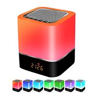 LED Night Light with Alarm Clock Bluetooth Speaker, Touch Sensor Bedside Lamp Dimmable RGB Multicolor Table Lamp,Wireless Speaker Mood Light Bedroom Table Lamp Gift for Teens Girls Boys Women Men