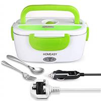 homeasy Electric Lunch Box, 80W 3 in 1 Food Heater Warmer 1.5L Removable Food-Grade Stainless Steel Container Portable for Car, Office, School and Home Use 220V/12V/24V