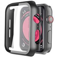 Piuellia 2 Pack Transparent Hard Case with Tempered Glass Screen Protector Compatible for Apple Watch Series 9 Series 8 Series 7 45mm, Ultra-Thin Shockproof Overall Protective Cover for iWatch