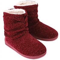 LongBay Ladies' Chenille Knit Warm Boots Slippers Soft Plush Fleece Booties Slipper Memory Foam Women Bootee Slippers House Shoes