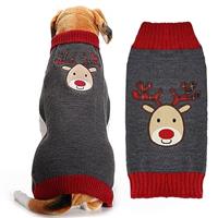 ABRRLO Dog Christmas Jumper Outfits Striped Reindeer Ugly Xm