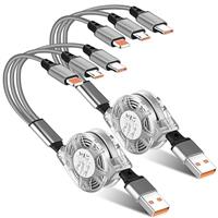 3A Multi Phone Charger Cable, [2-Pack/1M] 3 in 1 Retractable USB Charging Cable to iP/Micro USB/Type C Port Lead Cord, USB C iP Charger Cable Compatible iP, Galaxy, Google, LG, Sony