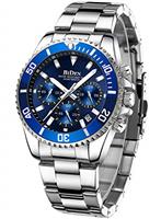 BIDEN Mens Watches Chronograph Stainless Steel Waterproof Date Analog Quartz Watch Business Casual Fashion Wrist Watches for Men