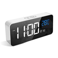 LATEC Digital Alarm Clock with Big LED Temperature Display, Bedside Clock with 10 Alarm Sounds, USB 