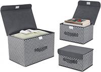 DIMJ Storage Boxes with Lids Foldable Fabric Storage Bin with Handle Wardrobe Storage Organiser