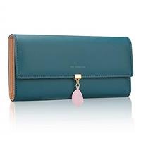FT FUNTOR PU Leather Wallet with Leaf Pendant Purse for women