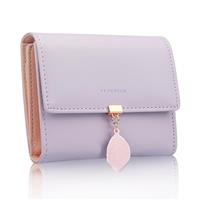 FT FUNTOR PU Leather Wallet with Leaf Pendant Purse for women