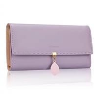 FT FUNTOR PU Leather Wallet with Leaf Pendant Purse for women