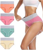 wirarpa Underwear Women High Waist Cotton Knickers Ladies Panties Full Coverage Briefs Underpants Plus Size Multipack