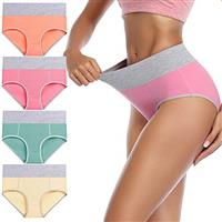 wirarpa Underwear Women High Waist Cotton Knickers Ladies Panties Full Coverage Briefs Underpants Plus Size Multipack