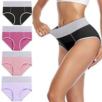 wirarpa Underwear Women High Waist Cotton Knickers Ladies Panties Full Coverage Briefs Underpants Plus Size Multipack