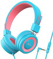 iClever Kids Headphones Boys, Childrens Headphones on Ear, 85/94dB Volume Limited, Stereo Sound, Foldable, Untangled Wires, 3.5mm Jack for School Travel