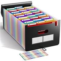 Expanding File Folder - ABClife Portable Rainbow A4 File Organiser Self Standing Accordion Document Filing Box High Capacity Storage Bag for Home & Office & School