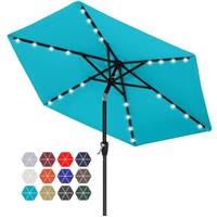 ABCCANOPY 2.3M Patio Umbrella Ourdoor Solar Umbrella LED Umbrellas with 32LED Lights, Tilt and Crank Table Umbrellas for Garden, Deck, Backyard and Pool,12+Colors
