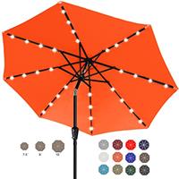 ABCCANOPY 2.3M Patio Umbrella Ourdoor Solar Umbrella LED Umbrellas with 32LED Lights, Tilt and Crank Table Umbrellas for Garden, Deck, Backyard and Pool,12+Colors