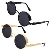 GQUEEN Retro Round Circle Polarised Steampunk Sunglasses Mens Womens UV400 Protection