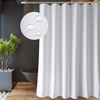 EurCross Grey Shower Curtain, Waffle Weave Heavy Weighted Water-repellent Luxury Fabric Shower Curtain for Bathroom Wet Room with Hooks