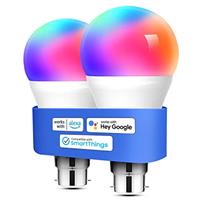meross Smart Bulb Alexa Light Bulb WiFi Bulbs B22 Compatible with Alexa, Google Home, SmartThings Dimmable RGBWW 9W60W Equivalent, 2 Pack