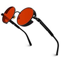 GQUEEN Retro Round Circle Polarised Steampunk Sunglasses Mens Womens UV400 Protection