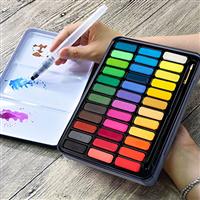 STATIONERY ISLAND Watercolour Colours Full Pan Watercolour Paint Set, Creative Collection with Aqua 