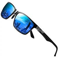 DUCO Sunglasses for Men Carbon Fiber Temples with Rectangular Polarized Metal Frame Sunglasses DC8206