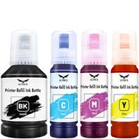 ULTRICS Printer Refill Ink, Universal Bulk Refillable Ink Kit for Refilling Ink Cartridges and CISS Systems Compatible with Epson Canon Brother Dell HP Kodak Lexmark Xerox - BK 140ml, C M Y 70ml Each