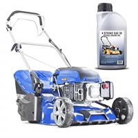 Hyundai 17"/43cm 139cc Self-propelled Petrol Roller Lawnmower with 5 Cutting Heights, Large 45l Grass Collector Bag, Foldable Handles & 3 Year Warranty