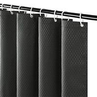 Furlinic Extra Long Shower Curtain Waffle Fabric, Washable.