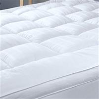 3" Extra Thick Mattress Topper with 100% Cotton Cover, Baffle Box Stitched Design, New & Improved Down Alternative Bed Topper for Optimum Cushioning & Support, Breathable