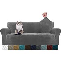 MAXIJIN Thick Velvet Sofa Covers 3 Seater Super Stretch Non Slip Couch Cover for Dogs Cat Pet Friendly 1-Piece Elastic Furniture Protector Plush Sofa Slipcover