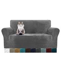 MAXIJIN Thick Velvet Sofa Covers 3 Seater Super Stretch Non Slip Couch Cover for Dogs Cat Pet Friendly 1-Piece Elastic Furniture Protector Plush Sofa Slipcover