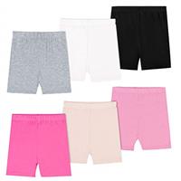KEREDA 6 Pack Girls Black Cycling Shorts Children Kids Teen Pe Shorts Dance Sports Yoga Bike Safety Under Dress Breathable Age 2-10 Years