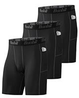 Runhit 3 Pack Compression Shorts Men Sports Underwear Base Layer Spandex Cycling Shorts Mens for Running Workout Gym Rugby Yoga Boxing