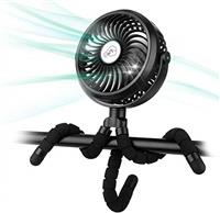 Winique Stroller Fan, 2600mAh Battery Powered Car Seats Clip-on Ultra Quiet 3 Speed 360 Rotatable Personal USB Desk Fan with LED Lights for Car/Stroller/Bike/Camping/BBQ/Gym