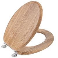 Angel Shield Antibacterial Wooden Toilet Seat Adjustable Hinges Toilet Seat Always Fits Never Slips for Bathroom