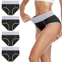 wirarpa Underwear Women High Waist Cotton Knickers Ladies Panties Full Coverage Briefs Underpants Plus Size Multipack