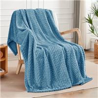 Exclusivo Mezcla Large Flannel Fleece Throw Blanket, Sofa Throws, Soft Jacquard Weave Wave Pattern Throws for Sofa