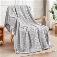 Exclusivo Mezcla Large Flannel Fleece Throw Blanket, Sofa Throws, Soft Jacquard Weave Wave Pattern Throws for Sofa