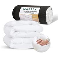 Mastex Mattress Topper - 5 CM Thick, Quilted, Extra Deep, Super Fluffy & Breathable - Strong Elastic Bands, Fits Up to 40 CM - Premium Hollowfiber Filling