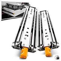 AOLISHENG Heavy Duty Drawer Runners with Lock 1200mm Full Extension Load Capacity 150 Kg Ball Bearing Long Industrial Locking Drawer Slides Side Mount 1 Pair (with Lock, 48 inch (1200mm))