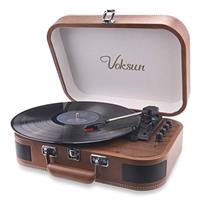 Record Player, VOKSUN Portable Bluetooth Vinyl Turntable with Built-in Stereo Speakers, 3-Speed Belt-Drive Suitcase LP Player, Supports Vinyl to MP3 Recording, AUX/USB/RCA/Headphone Jack